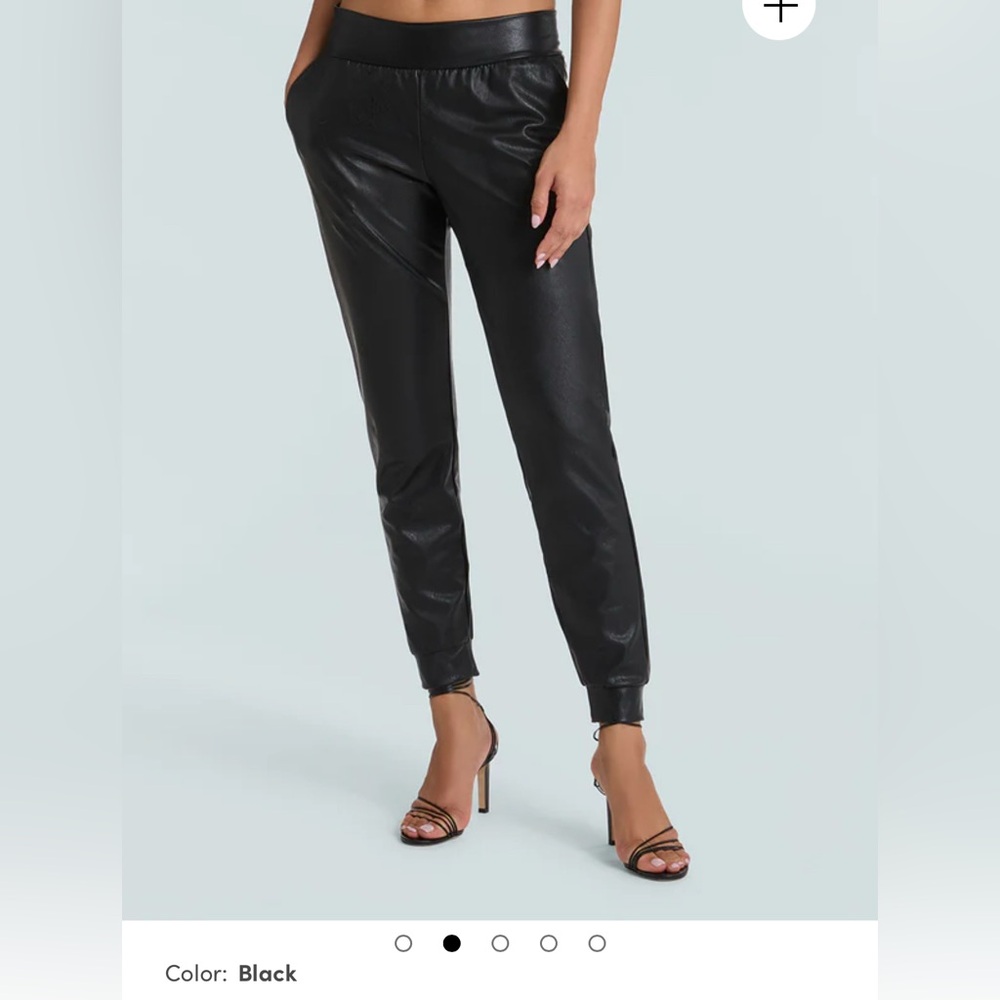 Commando Faux Leather Black Jogger, size medium